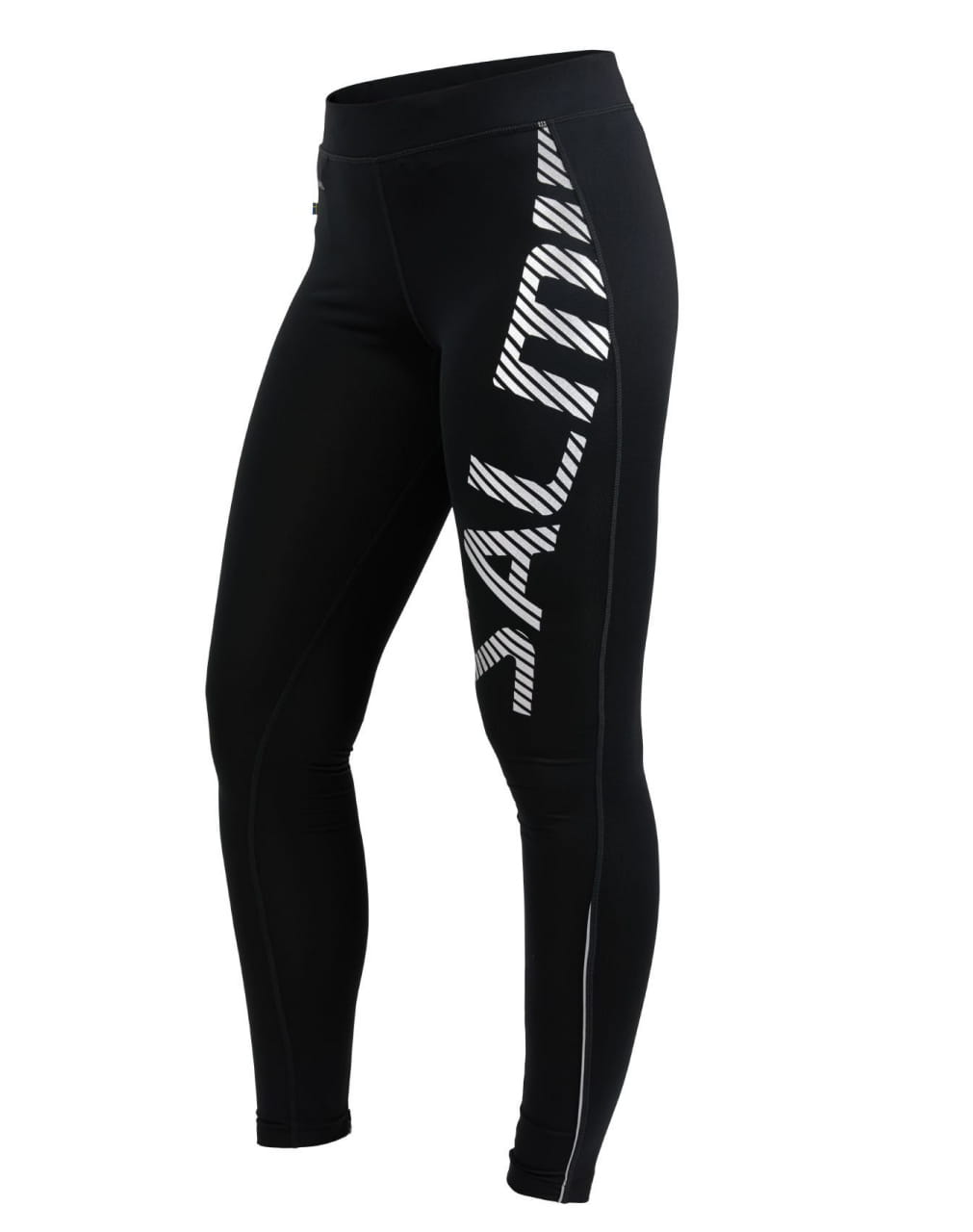 Dámské běžecké elasťáky Salming Logo Tights 2.0 Women Black/Silver Reflective