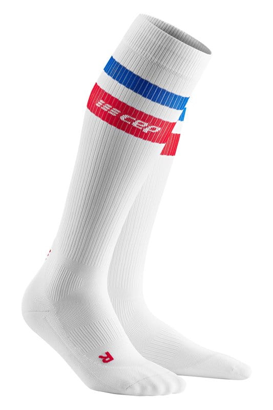 Ponožky CEP Podkolenky RETRO (80. léta) pánské bílá/červená&modrá