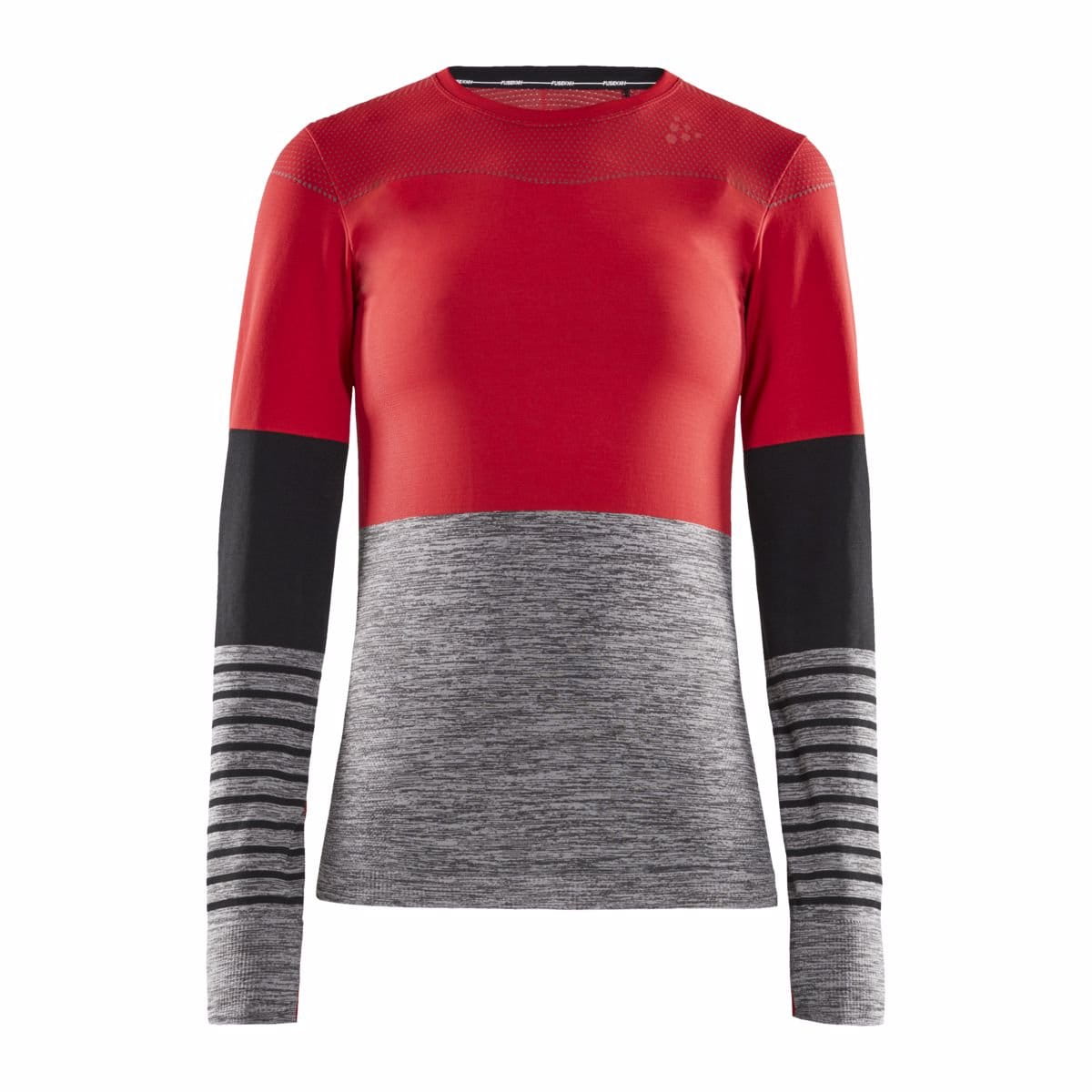 Dámské sportovní tričko Craft W Triko Fuseknit Comfort Blocked LS červená s šedou