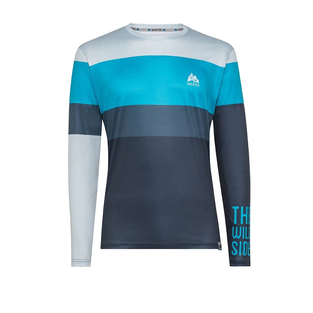 Męska koszulka do biegania WildTee Běžecké Triko Colorblok Blue