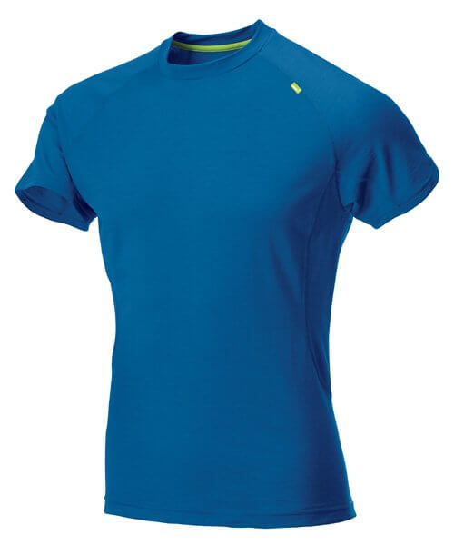 Pánske bežecké tričko z merina Inov-8 BASE ELITE Merino SS blue/lime modrá