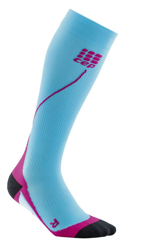 Ponožky CEP Běžecké podkolenky dámské havajská modř / růžová