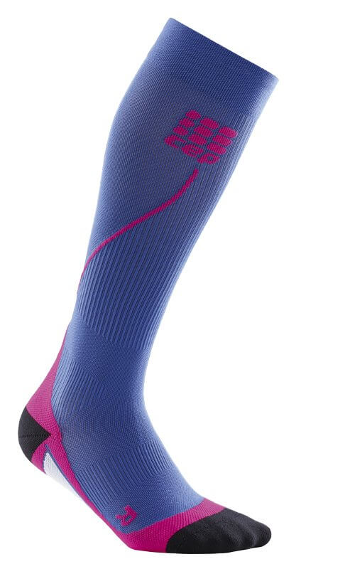 Ponožky CEP Běžecké podkolenky dámské purpurově modrá / růžová