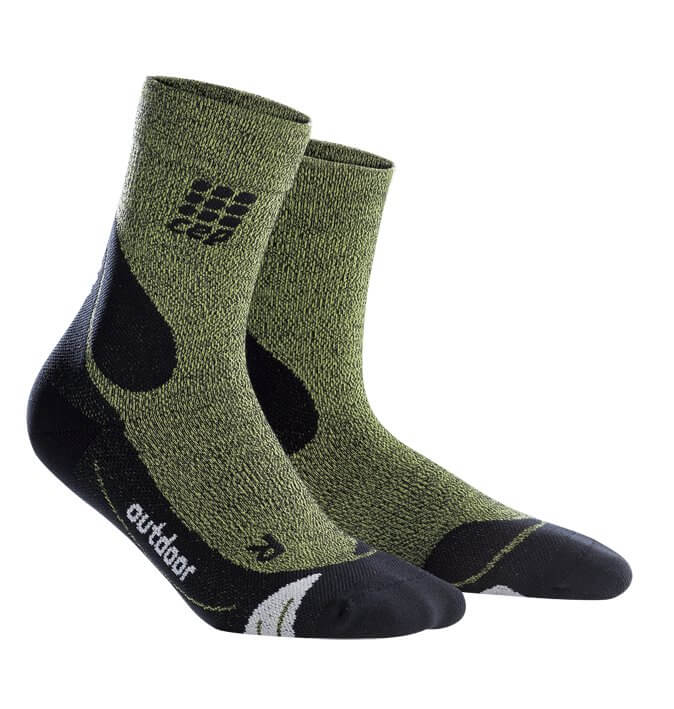 Ponožky CEP Outdoorové ponožky merino dámské zelená / černá