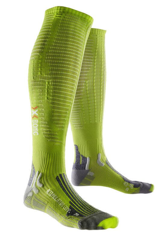 Ponožky X-BIONIC Accumulator Competition Socks green lime/pearl grey