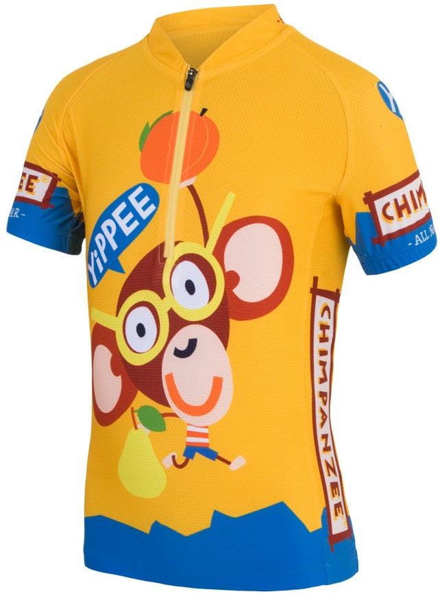 Детска колоездачна тениска Sensor Cyklo Chimpanzee dětský dres kr.ruk. žlutá