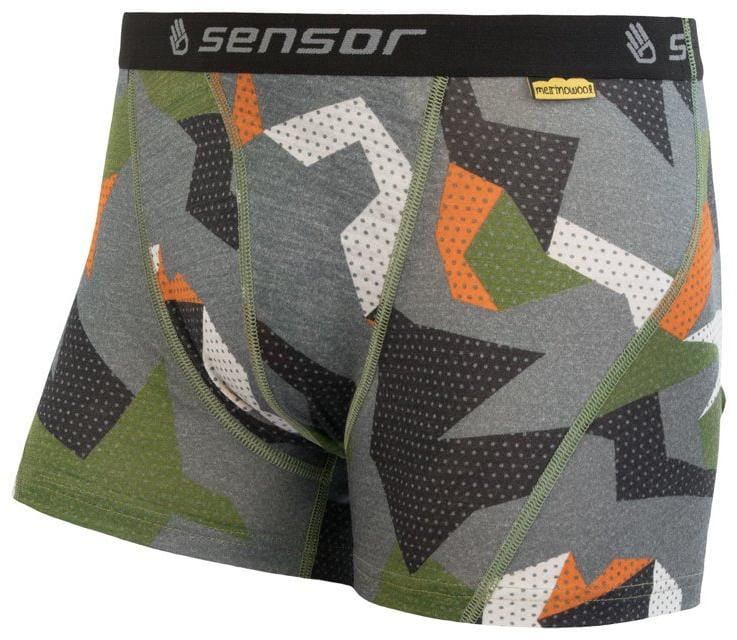 Merino-Shorts für Männer Sensor Merino Impress pánské trenky safari camo
