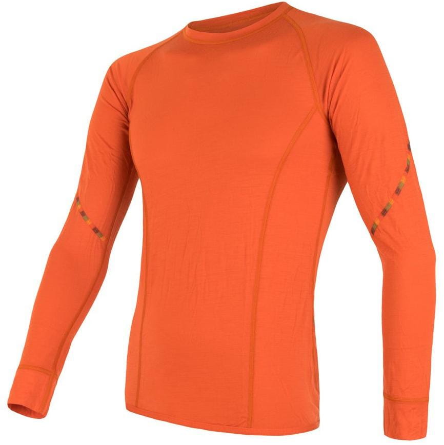 T-Shirts Sensor Merino Air pánské triko dl.rukáv tm.oranžová