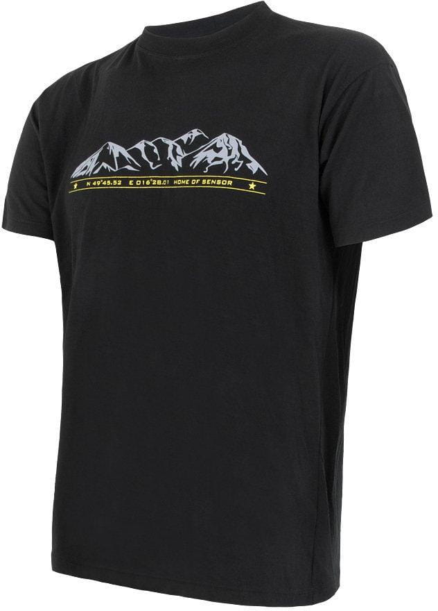 Męska koszula z merynosów Sensor Merino Active Pt Mountains pánské triko kr.rukáv černá
