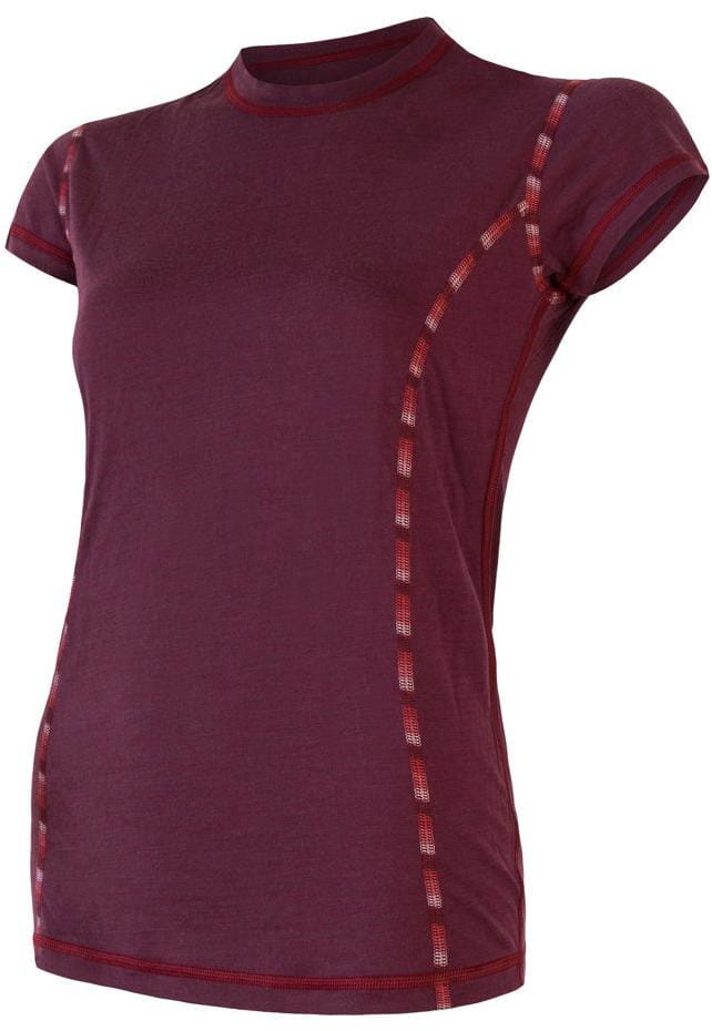 Ženska majica iz merina Sensor Merino Air dámské triko kr.rukáv tm.vínová
