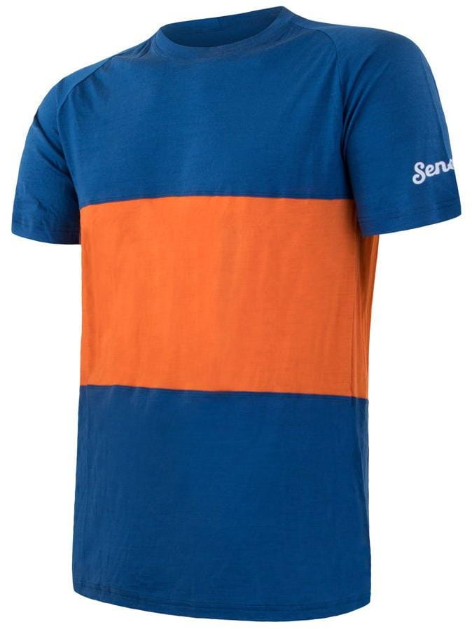 Męska koszula z merynosów Sensor Merino Air Pt pánské triko kr.rukáv modrá/oranžová