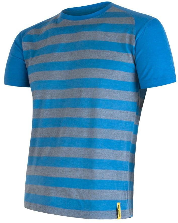 Męska koszula z merynosów Sensor Merino Active pánské triko kr.rukáv modrá pruhy