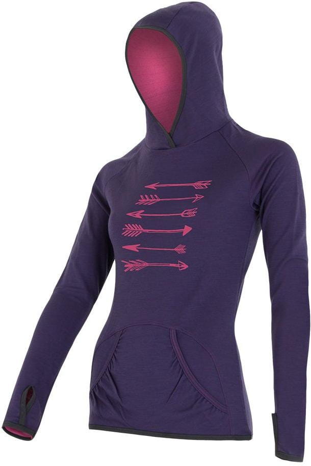 Merino-Sweatshirt für Frauen Sensor Merino Upper Arrows dámská mikina klokanka fialová
