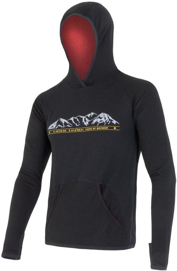 Merino-Sweatshirt für Männer Sensor Merino Upper Mountains pánská mikina klokanka černá
