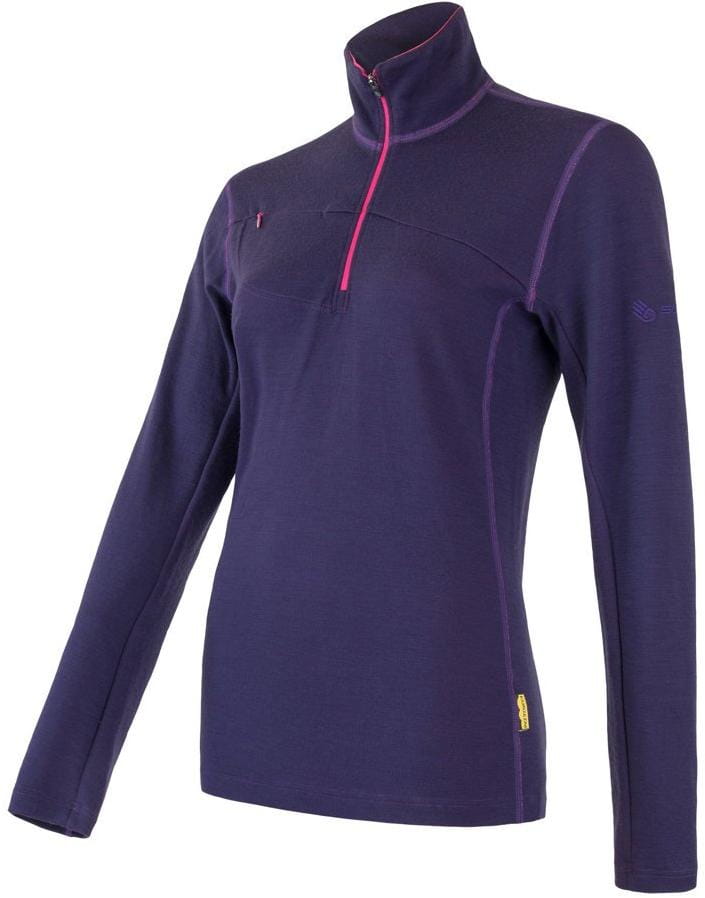 Merino-Sweatshirt für Frauen Sensor Merino Upper dámská mikina krátký zip fialová