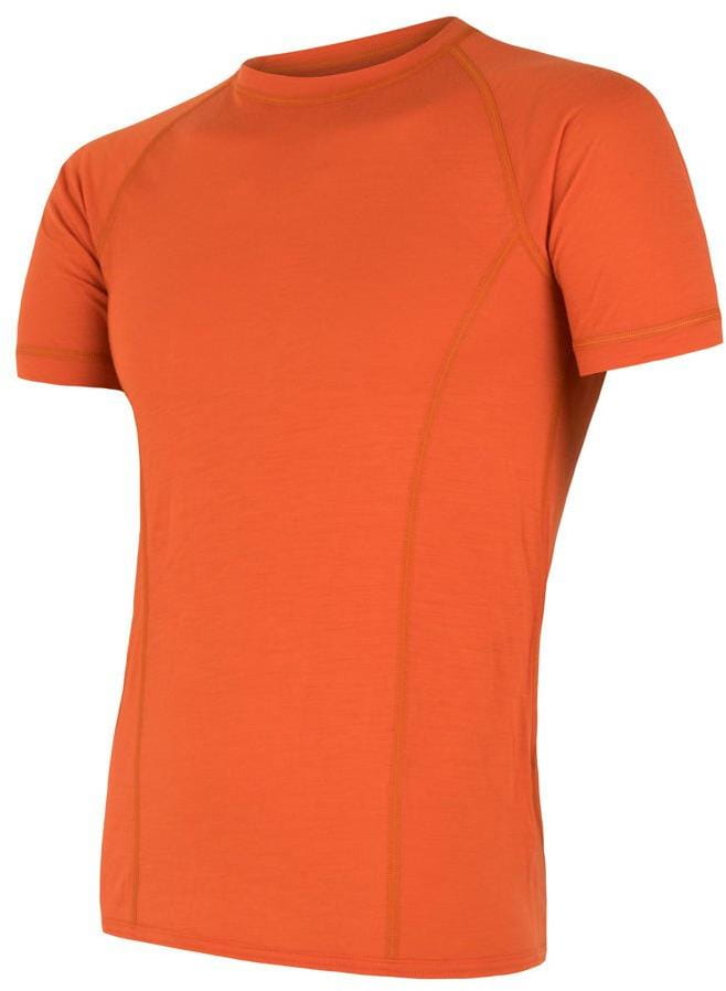 Męska koszula z merynosów Sensor Merino Air pánské triko kr.rukáv tm.oranžová