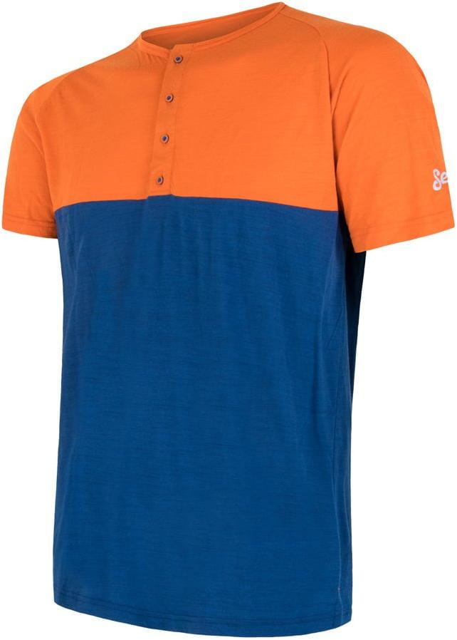Pánske merino tričko Sensor Merino Air Pt pánské triko kr.rukáv s knoflíky oranžová/modrá