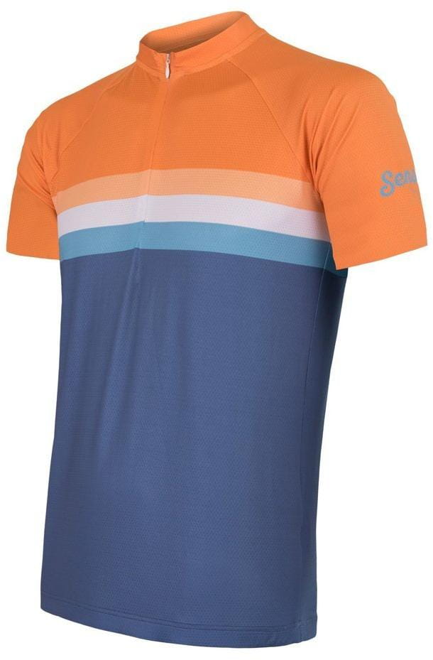 Męska koszulka kolarska Sensor Cyklo Summer Stripe pánský dres kr.rukáv modrá/oranžová