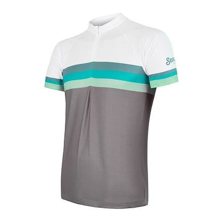 Pánský cyklistický dres Sensor Cyklo Summer Stripe pánský dres kr.rukáv šedá/zelená