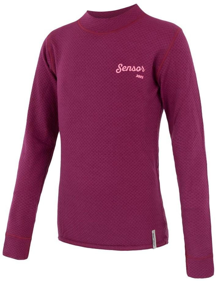 T-Shirts Sensor Merino Df Logo juniorské triko dl.rukáv lilla