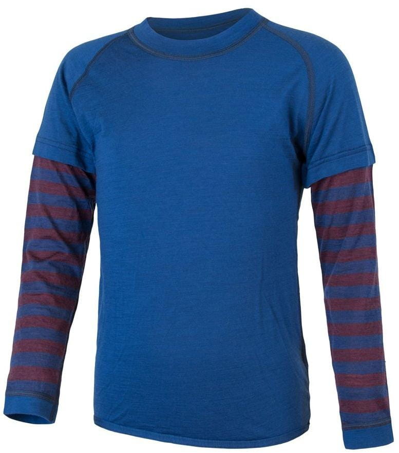 T-Shirts Sensor Merino Air Pt dětské triko dl.rukáv tm.modrá/vínová pruhy